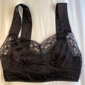Sexy Black Lace & Satin Crop Top